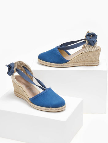 Εσπαντρίγιες platforms suede με κορδόνια - Μπλε - thefashionproject.gr - The Fashion Project