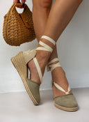 Εσπαντρίγιες platforms suede με κορδόνια - Χακί - thefashionproject.gr - The Fashion Project