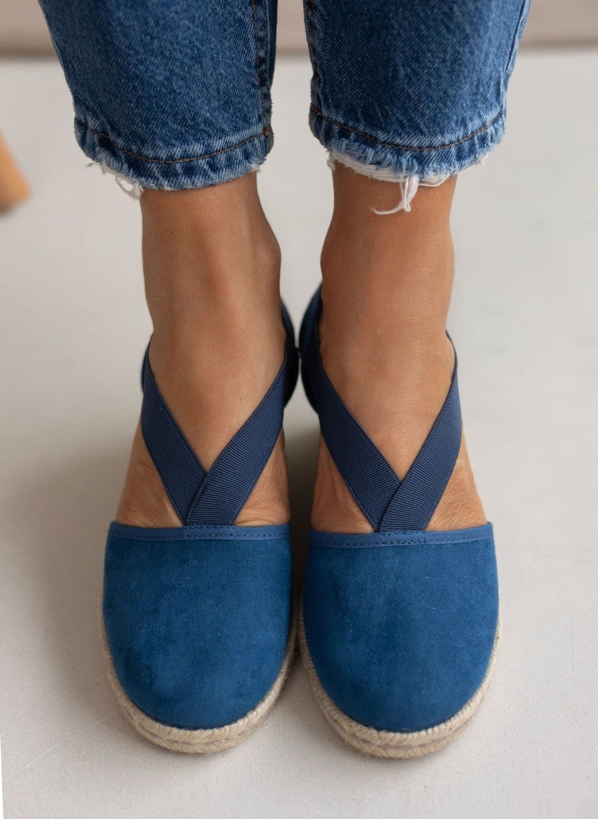Εσπαντρίγιες platforms suede με λάστιχα - Μπλε - thefashionproject.gr - Medies