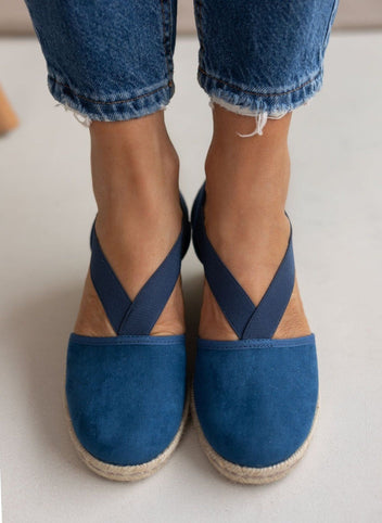 Εσπαντρίγιες platforms suede με λάστιχα - Μπλε - thefashionproject.gr - Medies