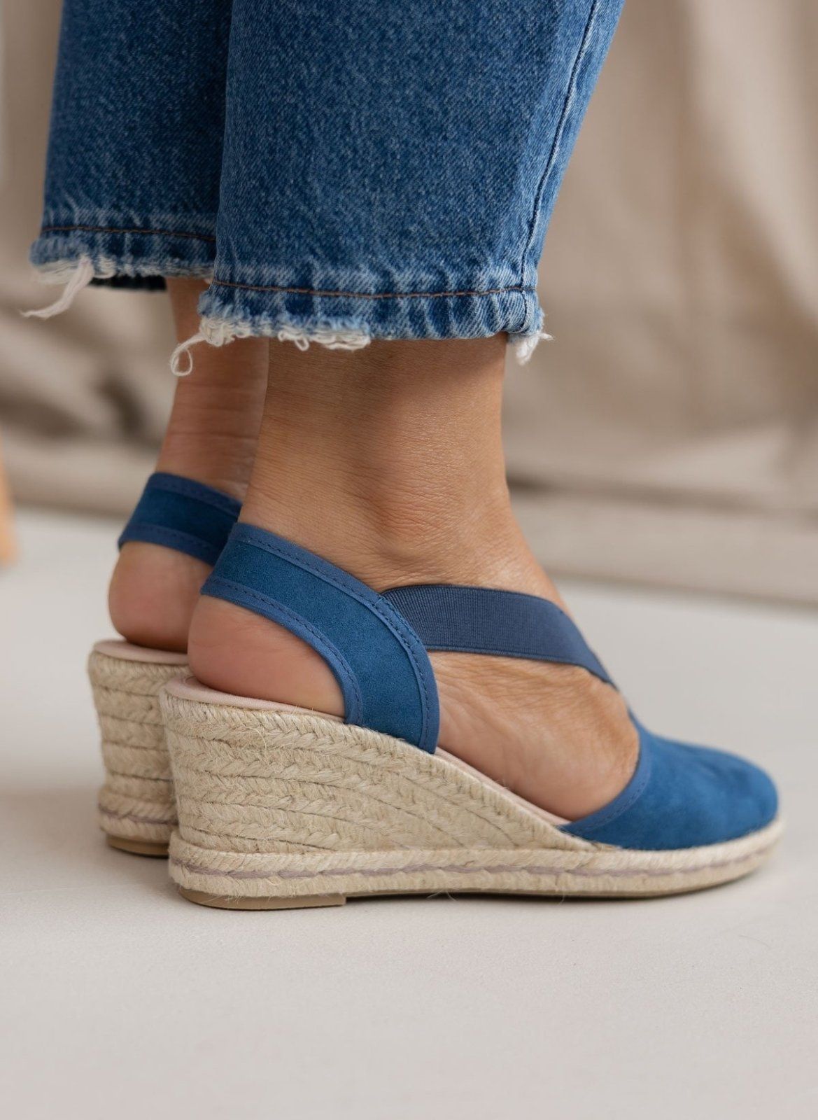 Εσπαντρίγιες platforms suede με λάστιχα - Μπλε - thefashionproject.gr - Medies