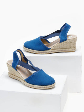 Εσπαντρίγιες platforms suede με λάστιχα - Μπλε - thefashionproject.gr - Medies