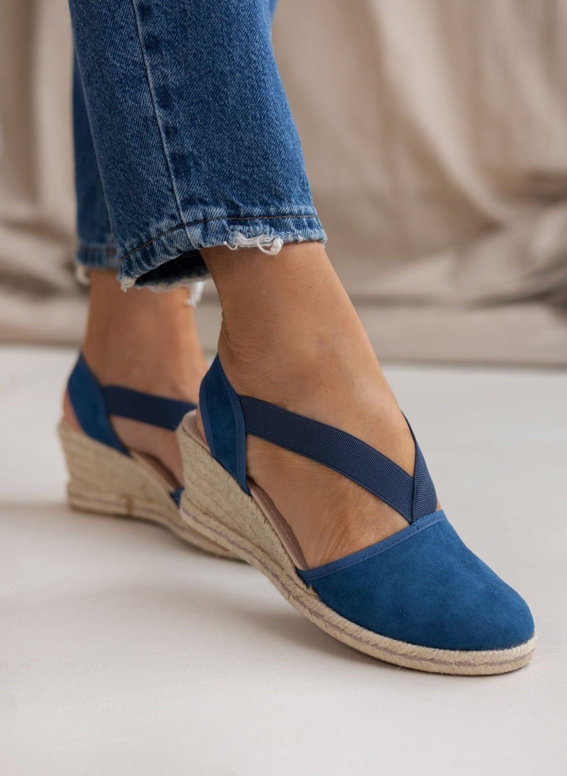 Εσπαντρίγιες platforms suede με λάστιχα - Μπλε - thefashionproject.gr - Medies
