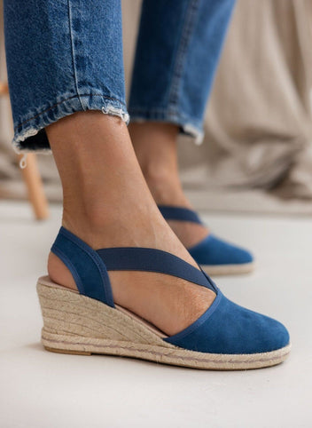Εσπαντρίγιες platforms suede με λάστιχα - Μπλε - thefashionproject.gr - Medies
