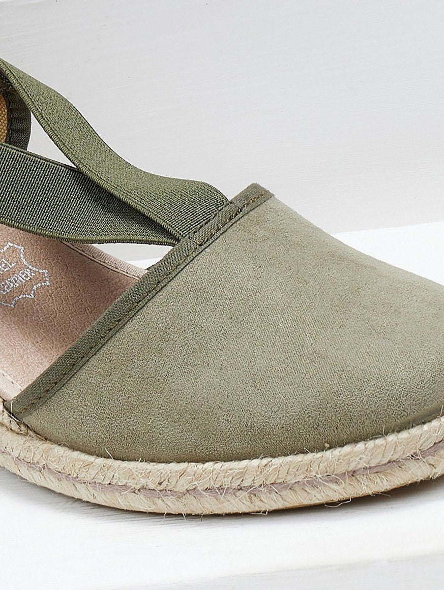 Εσπαντρίγιες platforms suede με λάστιχα - Χακί - thefashionproject.gr - Medies