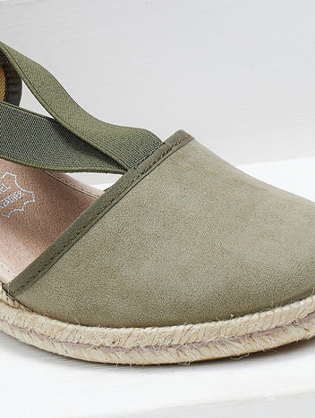 Εσπαντρίγιες platforms suede με λάστιχα - Χακί - thefashionproject.gr - Medies
