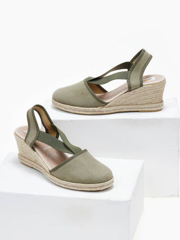 Εσπαντρίγιες platforms suede με λάστιχα - Χακί - thefashionproject.gr - Medies