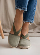 Εσπαντρίγιες platforms suede με λάστιχα - Χακί - thefashionproject.gr - Medies