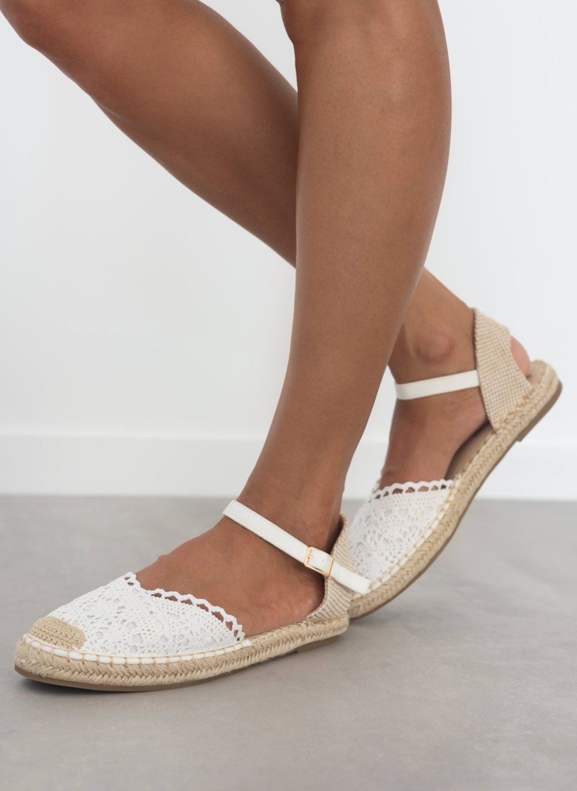 Εσπαντρίγιες πλεκτές με μπαρέτα Erynn - Λευκό - thefashionproject.gr - ERYNN