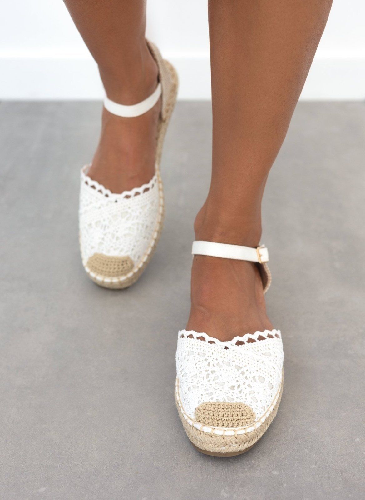 Εσπαντρίγιες πλεκτές με μπαρέτα Erynn - Λευκό - thefashionproject.gr - ERYNN