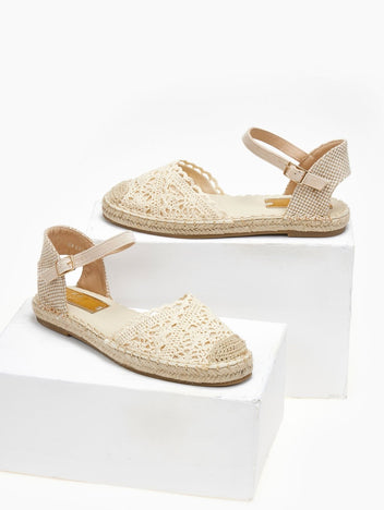 Εσπαντρίγιες πλεκτές με μπαρέτα Erynn - Μπεζ - thefashionproject.gr - ERYNN