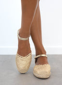 Εσπαντρίγιες πλεκτές με μπαρέτα Erynn - Χρυσό - thefashionproject.gr - ERYNN