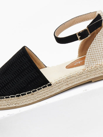 Εσπαντρίγιες suede με ανάγλυφο pattern - Μαύρο - thefashionproject.gr - Super Mode