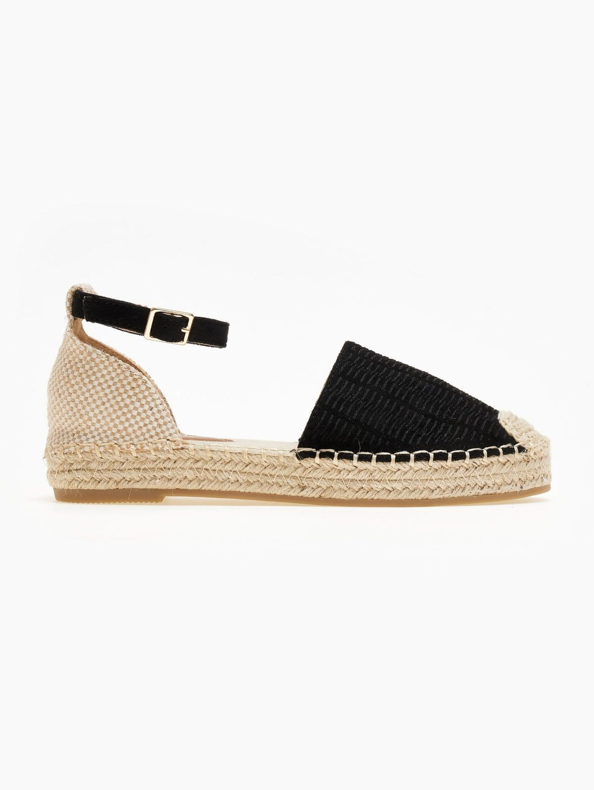 Εσπαντρίγιες suede με ανάγλυφο pattern - Μαύρο - thefashionproject.gr - Super Mode