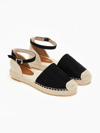 Εσπαντρίγιες suede με ανάγλυφο pattern - Μαύρο - thefashionproject.gr - Super Mode