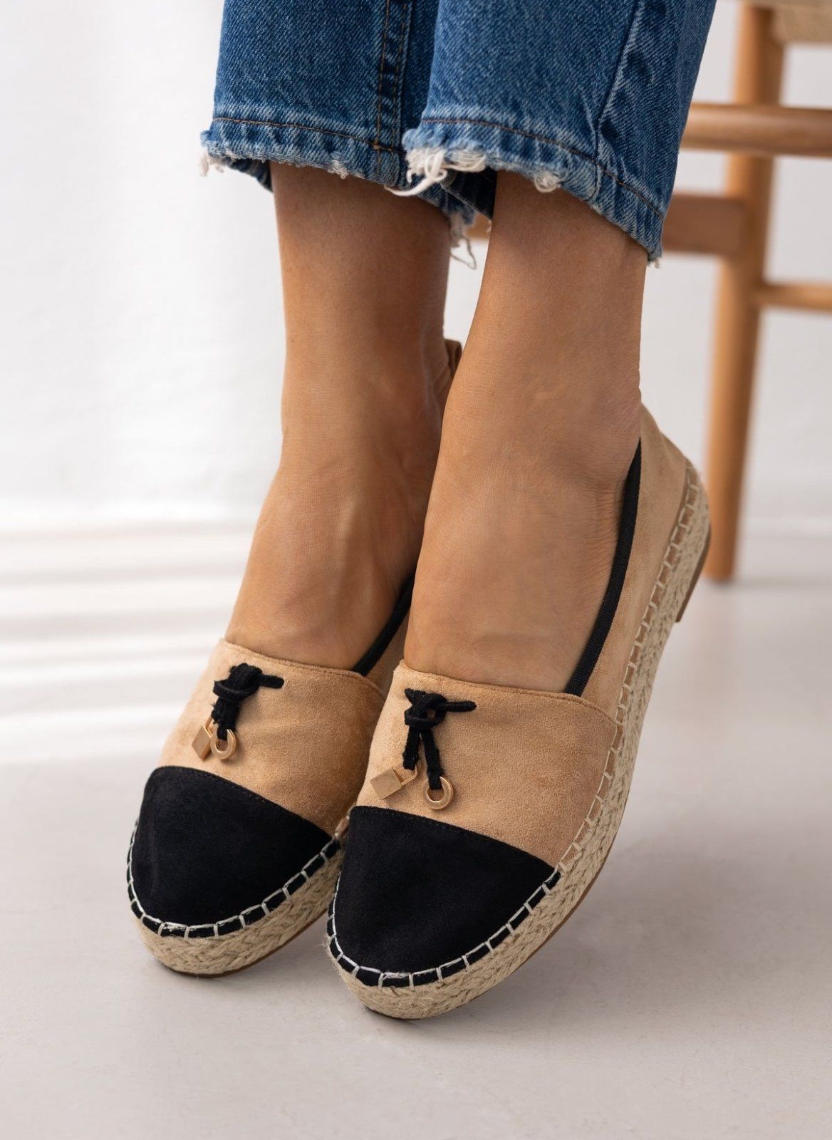 Εσπαντρίγιες suede με διχρωμία ERYNN - Κάμελ - thefashionproject.gr - ERYNN