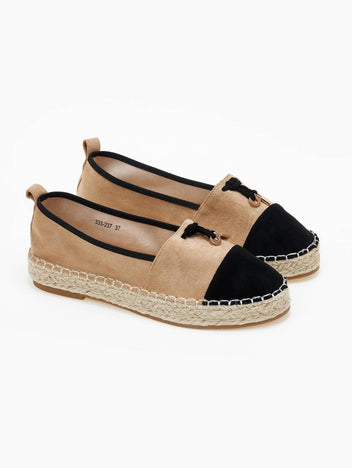 Εσπαντρίγιες suede με διχρωμία ERYNN - Κάμελ - thefashionproject.gr - ERYNN
