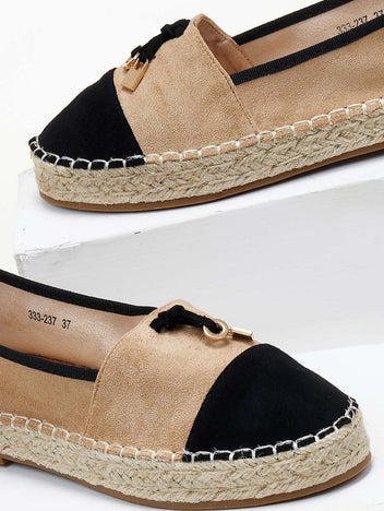 Εσπαντρίγιες suede με διχρωμία ERYNN - Κάμελ - thefashionproject.gr - ERYNN