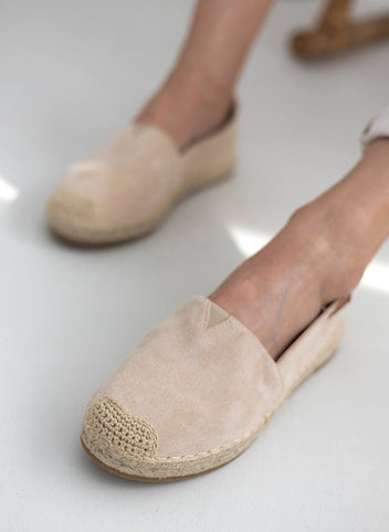 Εσπαντρίγιες suede με εξωτερική ραφή Erynn - Μπεζ - thefashionproject.gr - ERYNN