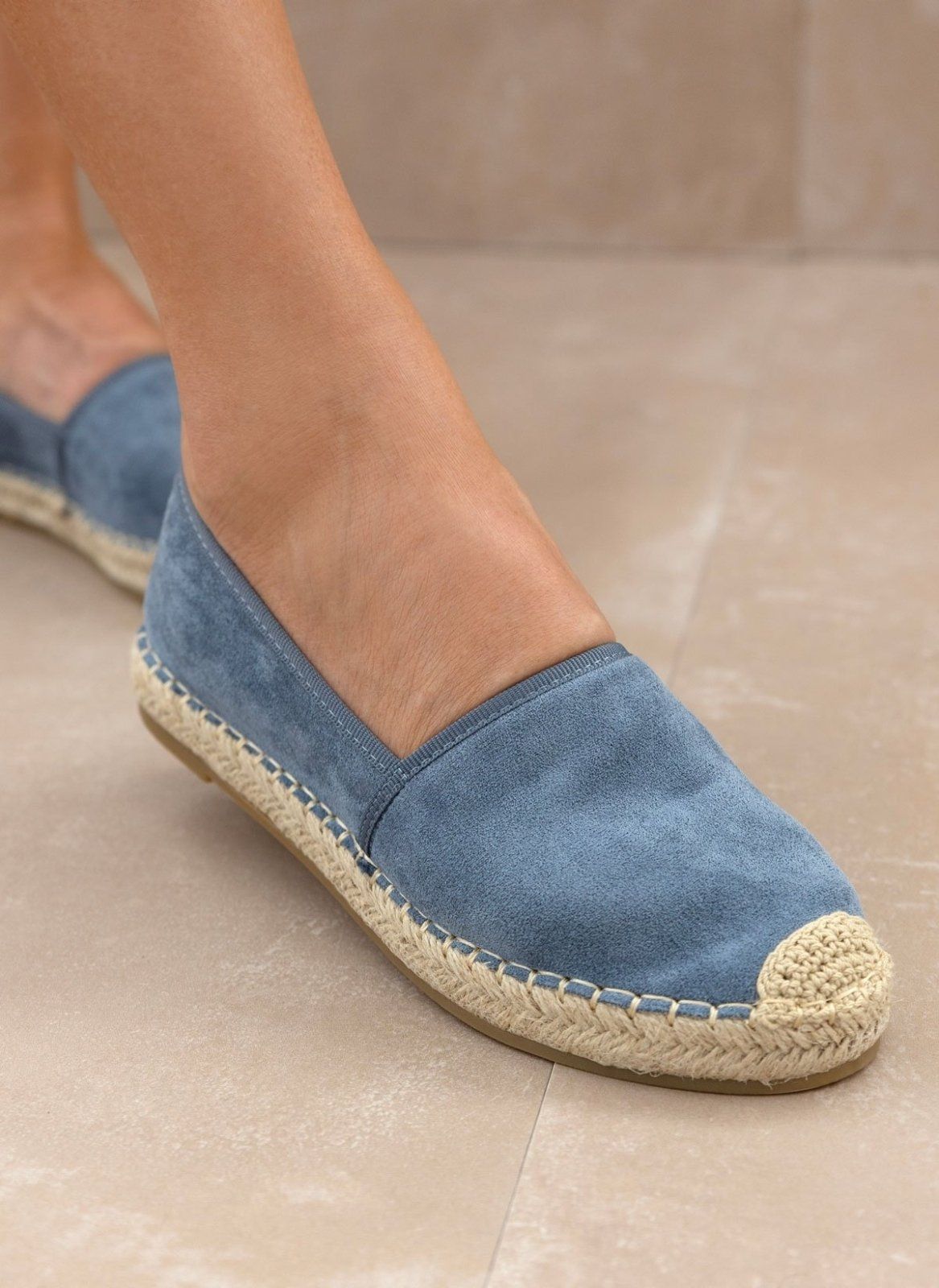 Εσπαντρίγιες suede με εξωτερική ραφή - Γαλάζιο - thefashionproject.gr - Super Mode