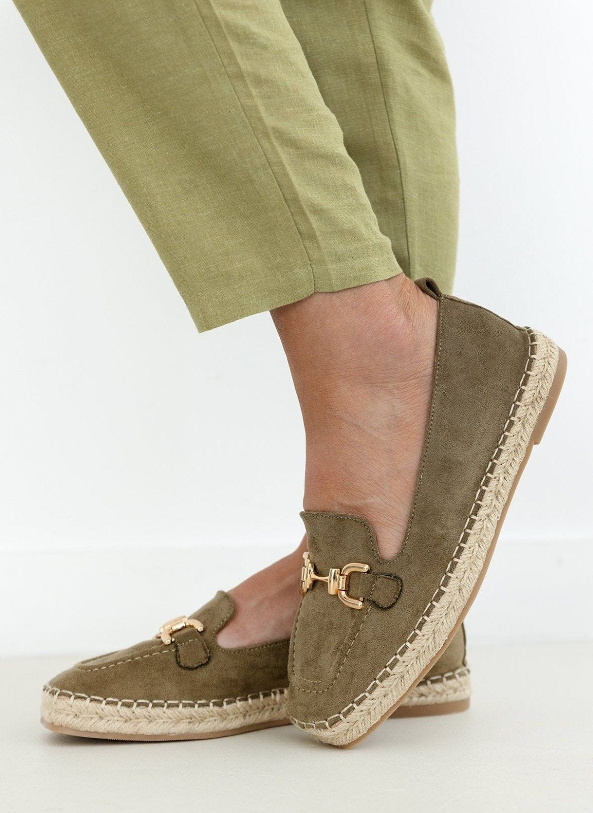 Εσπαντρίγιες suede με εξωτερική ραφή - Λαδί - thefashionproject.gr - Bellucci