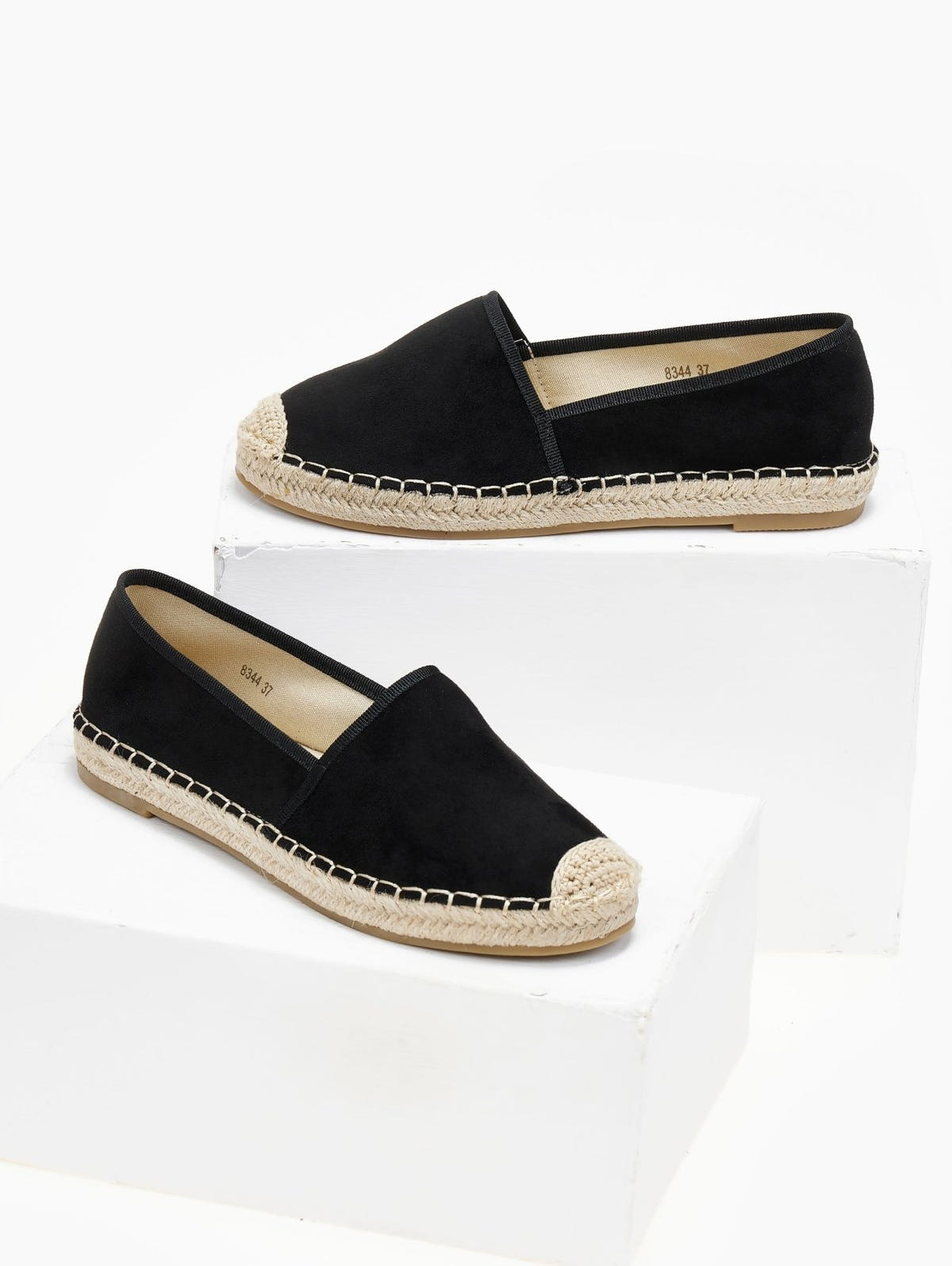 Εσπαντρίγιες suede με εξωτερική ραφή - Μαύρο - thefashionproject.gr - Super Mode