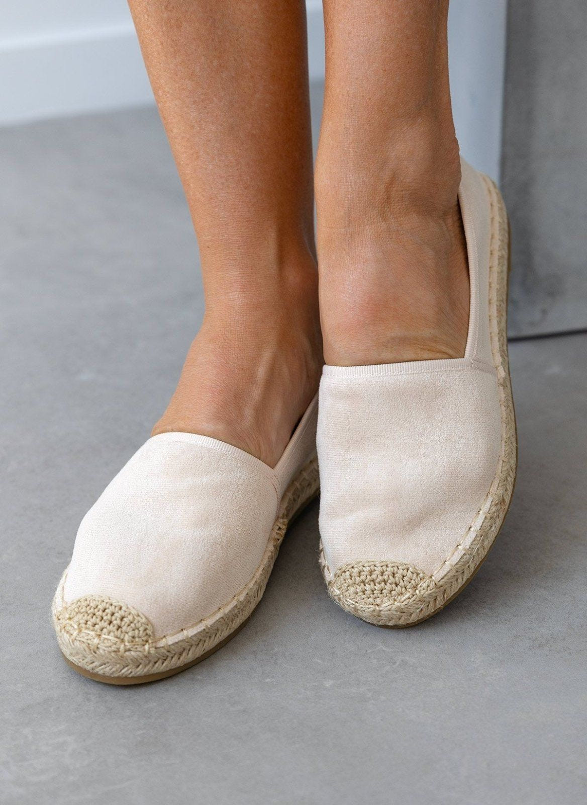 Εσπαντρίγιες suede με εξωτερική ραφή - Μπεζ - thefashionproject.gr - Super Mode