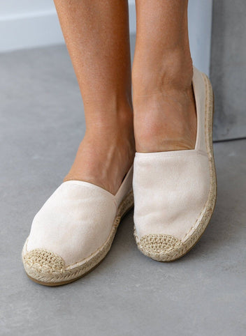Εσπαντρίγιες suede με εξωτερική ραφή - Μπεζ - thefashionproject.gr - Super Mode