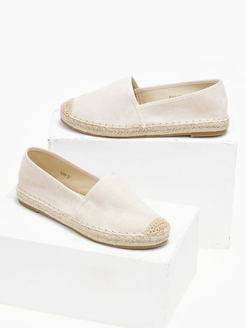 Εσπαντρίγιες suede με εξωτερική ραφή - Μπεζ - thefashionproject.gr - Super Mode