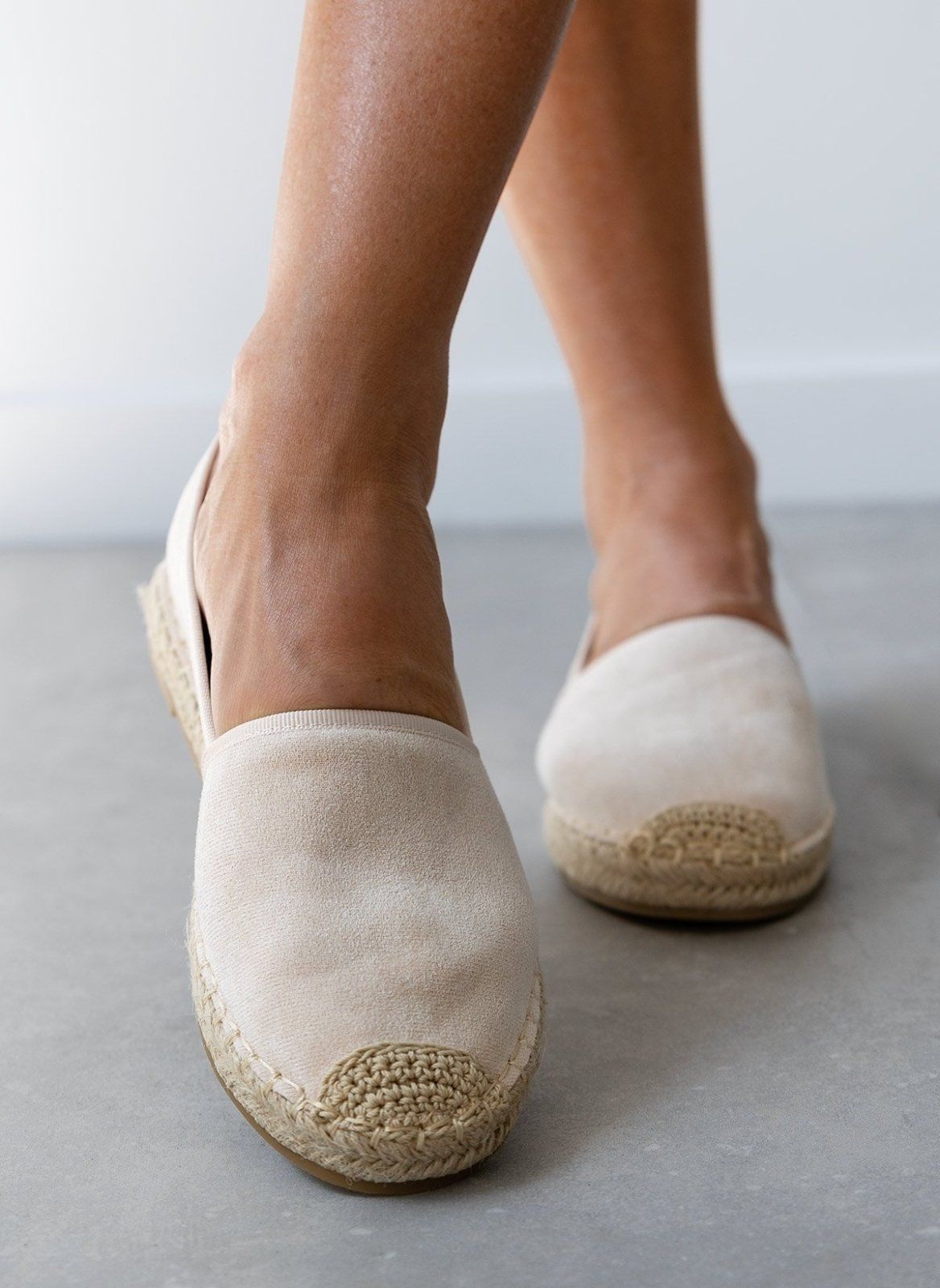 Εσπαντρίγιες suede με εξωτερική ραφή - Μπεζ - thefashionproject.gr - Super Mode