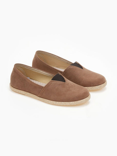 Suede Espadrilles with Elastic - Brown