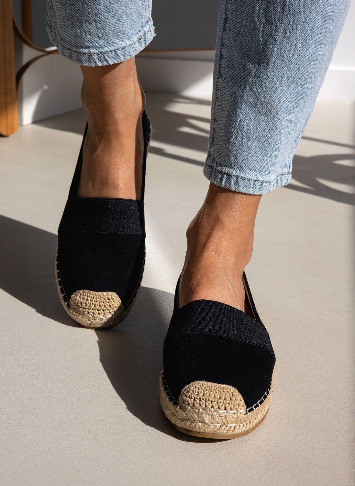 Εσπαντρίγιες suede με λάστιχο - Μαύρο - thefashionproject.gr - M PLUS