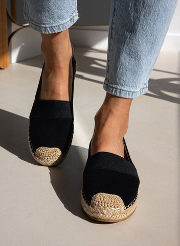 Εσπαντρίγιες suede με λάστιχο - Μαύρο - thefashionproject.gr - M PLUS