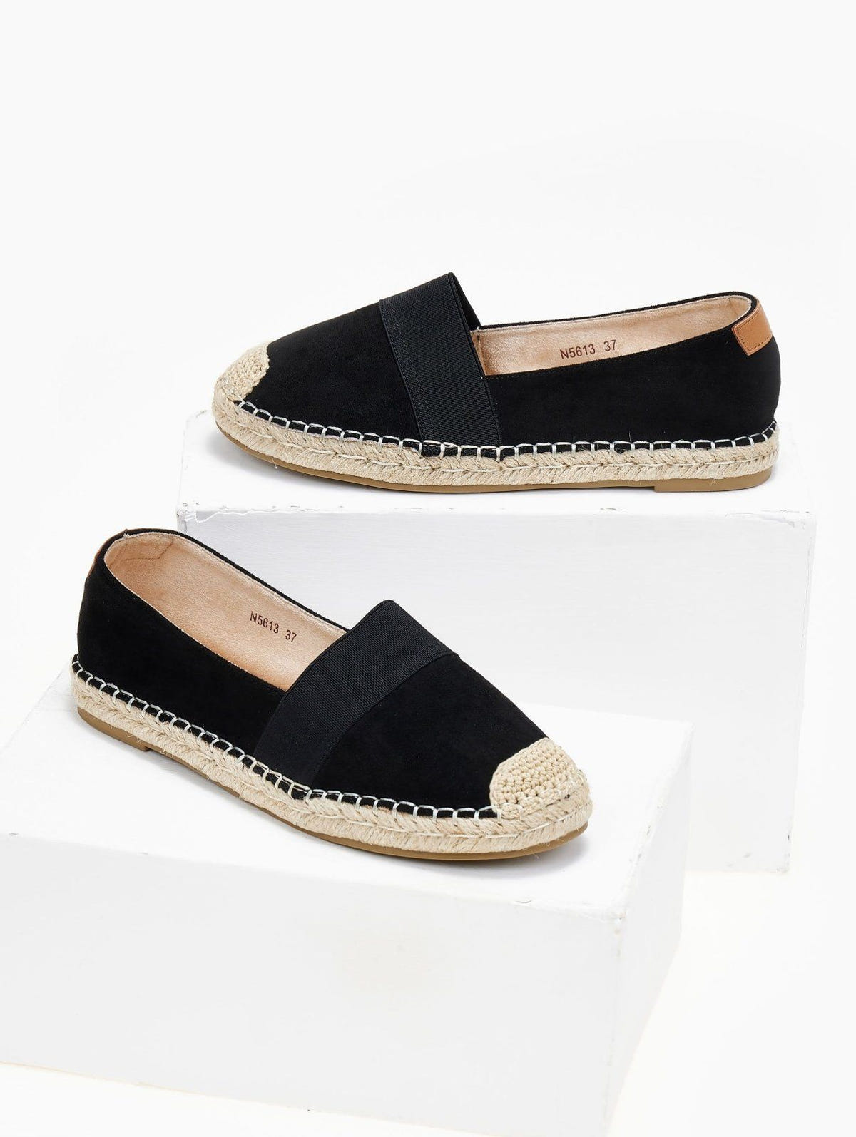 Εσπαντρίγιες suede με λάστιχο - Μαύρο - thefashionproject.gr - M PLUS