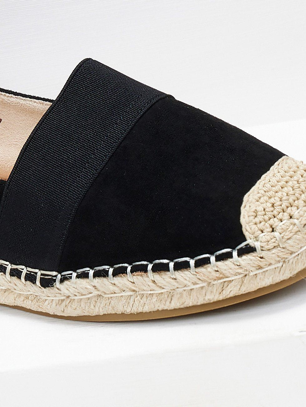 Εσπαντρίγιες suede με λάστιχο - Μαύρο - thefashionproject.gr - M PLUS