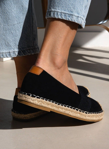 Εσπαντρίγιες suede με λάστιχο - Μαύρο - thefashionproject.gr - M PLUS