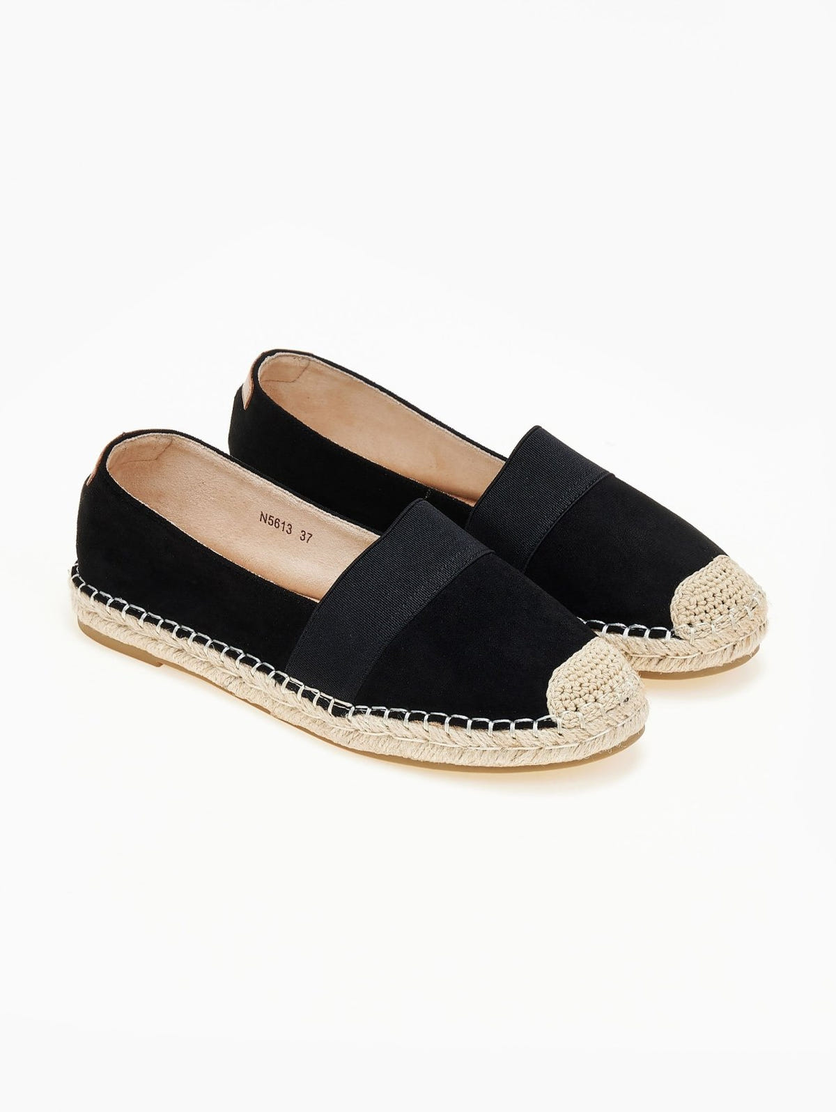 Εσπαντρίγιες suede με λάστιχο - Μαύρο - thefashionproject.gr - M PLUS