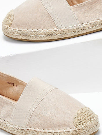 Εσπαντρίγιες suede με λάστιχο - Μπεζ - thefashionproject.gr - M PLUS