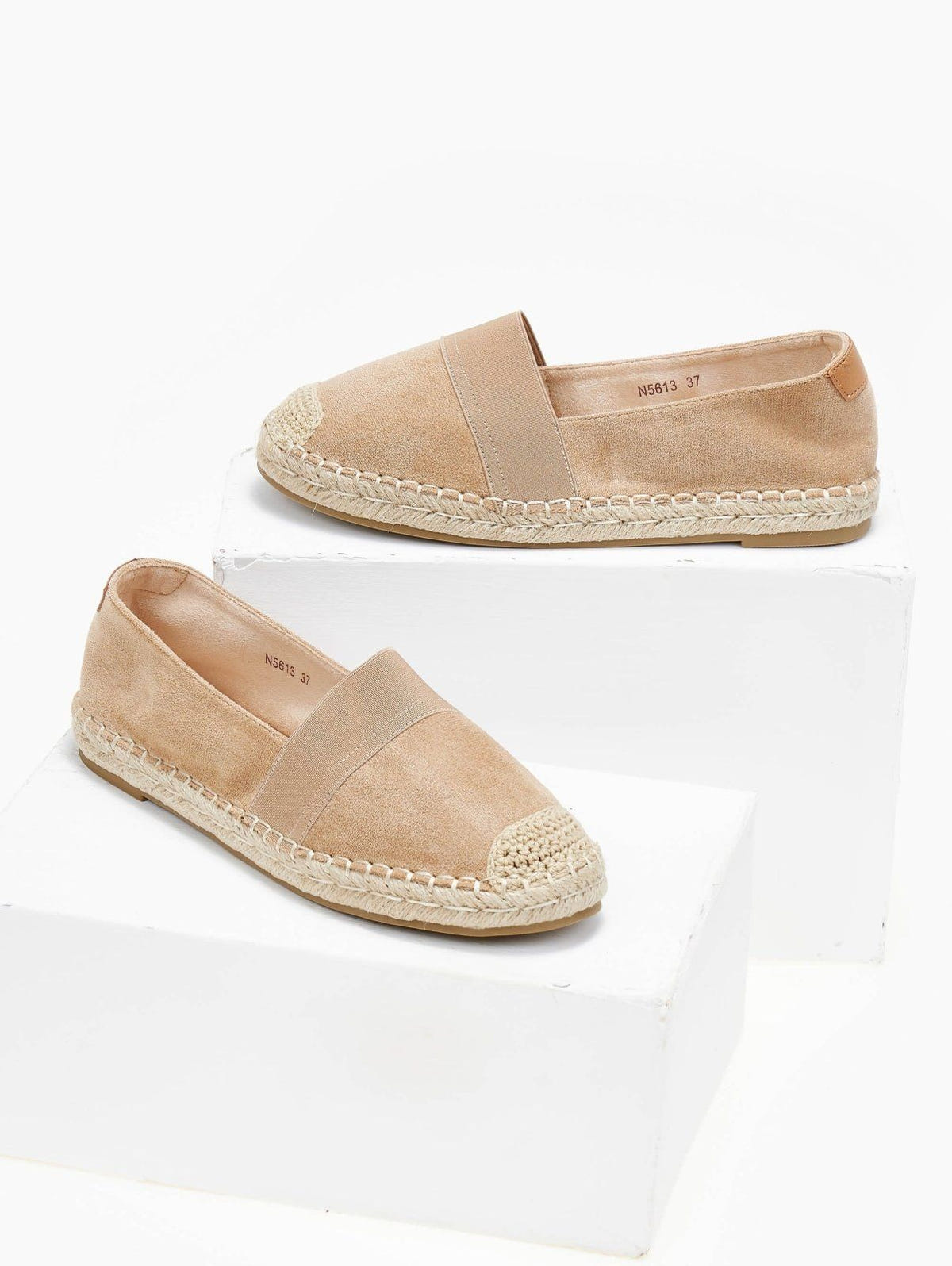 Εσπαντρίγιες suede με λάστιχο - Τάουπε - thefashionproject.gr - M PLUS