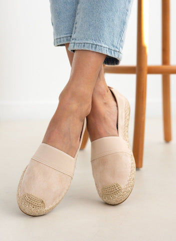 Εσπαντρίγιες suede με λάστιχο - Τάουπε - thefashionproject.gr - M PLUS