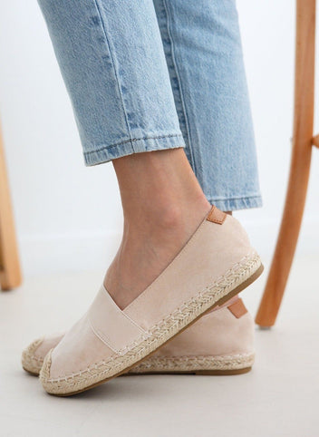 Εσπαντρίγιες suede με λάστιχο - Τάουπε - thefashionproject.gr - M PLUS