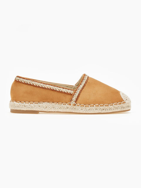 Suede Espadrilles Metallic Thread - Tan