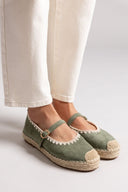 Εσπαντρίγιες suede με μπαρέτα ERYNN - Χακί - thefashionproject.gr - ERYNN