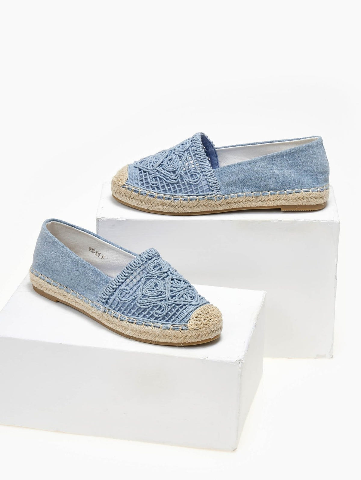 Εσπαντρίγιες suede με πλεκτό σχέδιο Erynn - Γαλάζιο - thefashionproject.gr - ERYNN