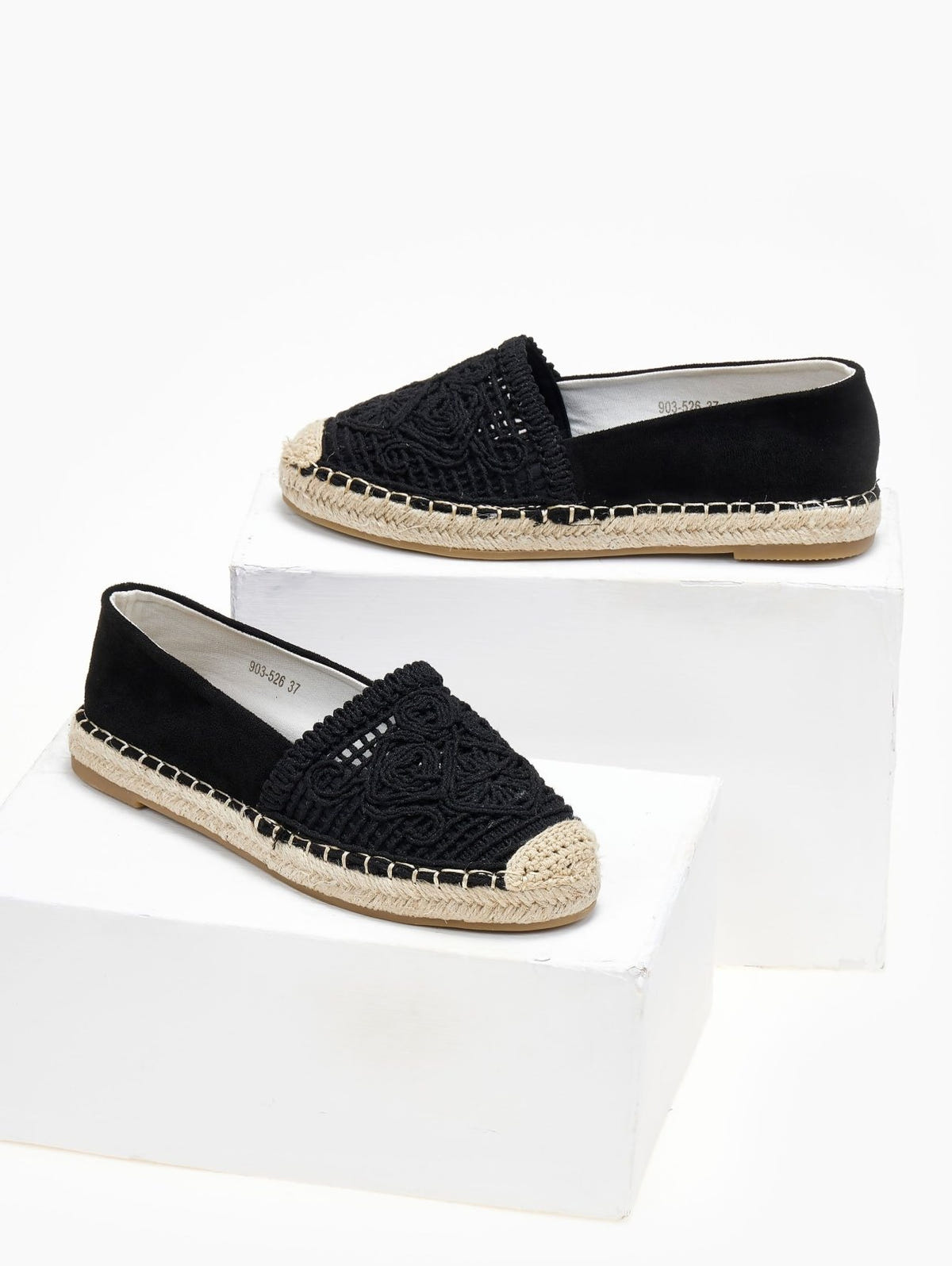 Εσπαντρίγιες suede με πλεκτό σχέδιο Erynn - Μαύρο - thefashionproject.gr - ERYNN