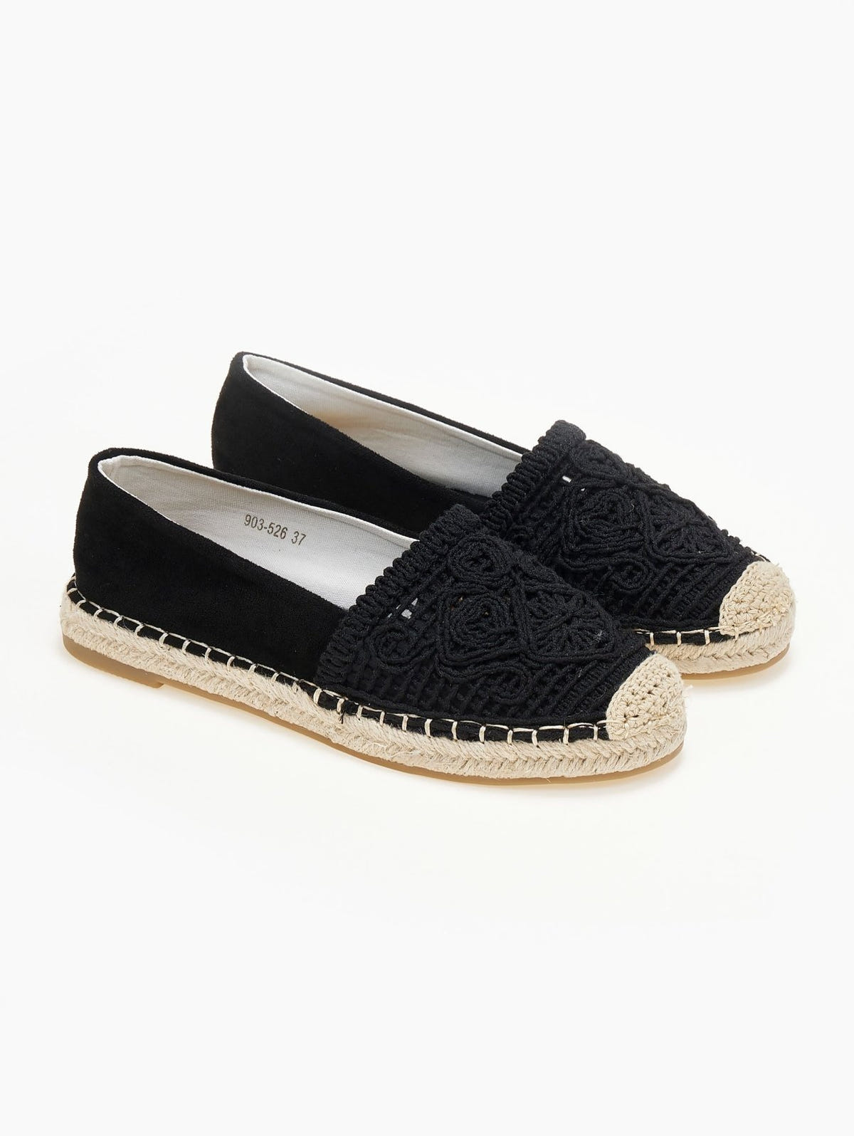 Εσπαντρίγιες suede με πλεκτό σχέδιο Erynn - Μαύρο - thefashionproject.gr - ERYNN