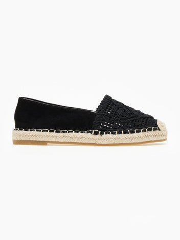 Εσπαντρίγιες suede με πλεκτό σχέδιο Erynn - Μαύρο - thefashionproject.gr - ERYNN