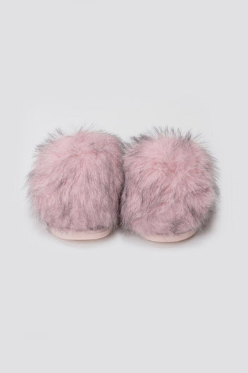 Faux Fur Slippers - Blush Pink Fur - thefashionproject.gr - Ideal shoes