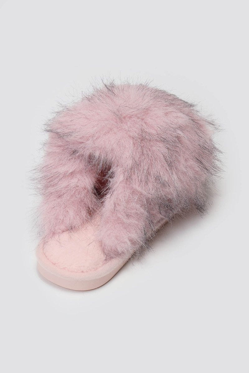 Faux Fur Slippers - Blush Pink Fur - thefashionproject.gr - Ideal shoes