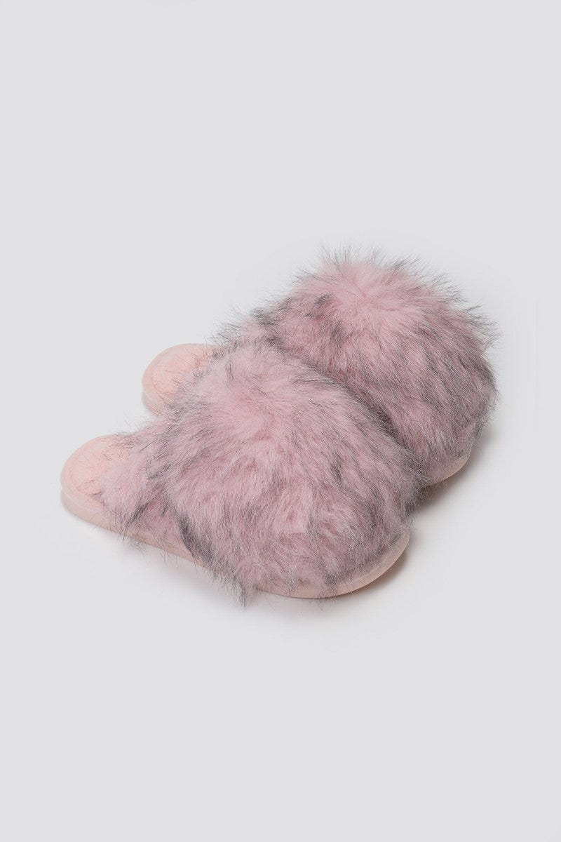 Faux Fur Slippers - Blush Pink Fur - thefashionproject.gr - Ideal shoes